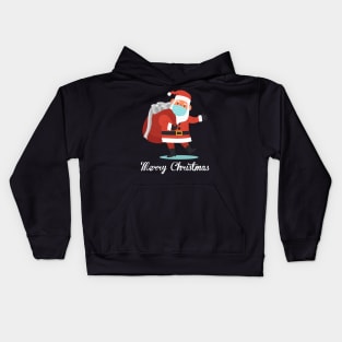 Santa With Face Mask And Toilet Paper Gift Funny Christmas 2020 Kids Hoodie